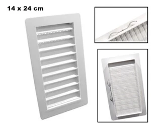 GRIGLIA DI VENTILAZIONE AREAZIONE DA ESTERNO IN PLASTICA RETTANGOLARE CM 24 x 14 - Foto 1 di 5