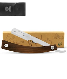 Artisanal Cut Throat Razor, Shavette, Dark Wooden Barber Straight Razor - Picture 1 of 7