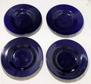 Set Of 4 Ceramic Cobalt Blue 9" Salad Bowls LNC - Picture 1 of 10