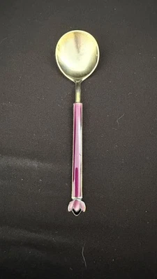 Cuchara vintage David Anderson Noruega púrpura esmaltada plata de ley Foto 1 de 4
