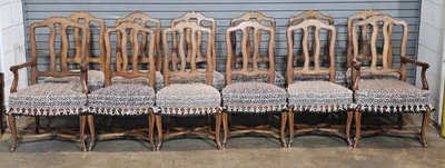 Set of 12 Walnut French County Louis XV Style Carved Dining Chairs - Image 1 of 4