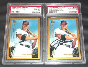 PSA 10 Gem MT Rookie + PSA DNA Rc Autograph Josh Hamilton Auto 1999 Topps Traded - Picture 1 of 11