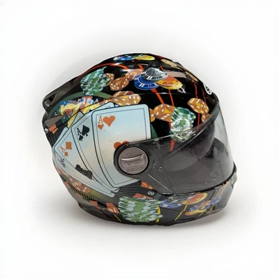 Casco de motocicleta Sedici cara completa personalizado casino gráfico dados diseño de póker L Foto 1 de 4
