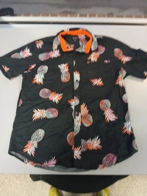 Matix Shirt Mens XL Button Up Black Pineapple All Over Short Sleeve - Image 1 of 4