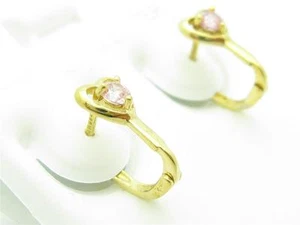 PENDIENTES HUGGIE NIÑO CORAZÓN ZAFIRO ROSA CONJUNTO DIAMANTES PLATA ESTERLINA ORO 18KT - Imagen 1 de 1