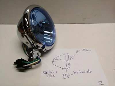 Scheinwerfer bläuliches Glas Chrom ø 11,5 cm Harley Custom (12) - Bild 1 von 4