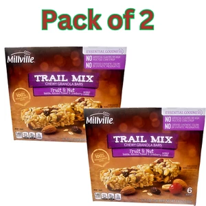 Millville Trail Mix Chewy Granola Bars Fruit & Nut, 6 Bars, 1.2 oz Each -2 Pack - Picture 1 of 9