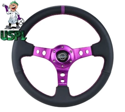 NUEVO NRG Volante Plato Profundo 350mm Gamuza Púrpura Puntada y Marca RST-006S-PP Foto 1 de 3