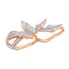 18k Rose Gold Two Finger Ring Diamond Jewelry Handmade Women Jewelry