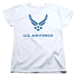Air Force Distressed Logo Womens T Shirt Licensed Military USA America New White - Picture 1 of 2