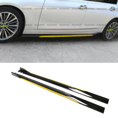 For BMW 640i 650i Coupe 86" Side Skirt Extension Rocker Panel Black Yellow - Image 1 of 4