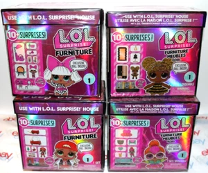 4 SET SERIES 1 - LOL 10+ SURPRISE FURNITURE QUEEN BEE, DIVA, MC SWAG, NEON QT - Foto 1 di 22