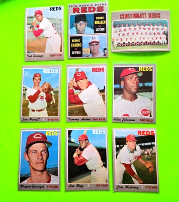 Lote de 9 tarjetas vintage Topps Cincinnati REDS 1970, LEE MAY, TOMMY HELMS Foto 1 de 4