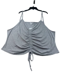 Love Fire Tank Top Womens Plus Size 3X Gray Sleeveless Festival Ruched Crop New - Picture 1 of 6
