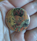 VINTAGE 80s ~ SLAYER ~ HELL AWAITS Cover Metal Thrash Rock Band Pin Button Badge