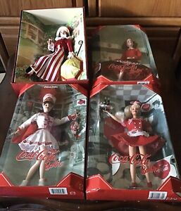 Coca Cola Barbie Doll lot of  4 Coca Cola Dolls factory sealed
