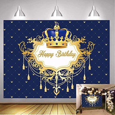 Prince Baby Shower Decoraciones para niño Telón de fondo Príncipe Real Telón de fondo real Foto 1 de 4