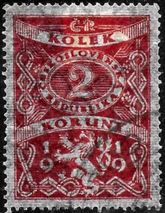 1919 Czechoslovakia Revenue Stamp USED MUST SEE CANCEL VF - Picture 1 of 3