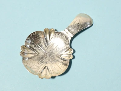 Cuchara caddy de té georgiana de plata esterlina 1824 hermoso diseño y grabado #ESK Foto 1 de 4
