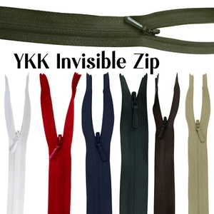 YKK Invisible Zips Concealed Zipper for Bridal Dresses Clothing Various Colours - Picture 1 of 36