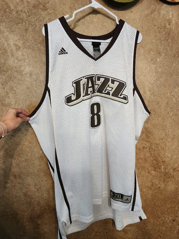 Deron Williams Utah Jazz NBA White Brown Adidas Authentic Jersey Mens 2XL VTG Cover