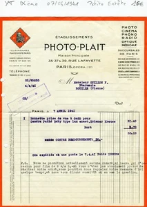 Paris IX/VI/VIII/I/II ème 39 Rue Lafayette - Petite Entête Photographie de 1941 - Picture 1 of 1