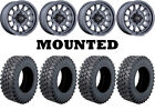 Kit 4 Moose Insurgent Tires 28X10 15 On Black Rhino Rapid Gray Wheels 550