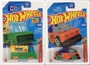 2023 Hot Wheels Brickin' Delivery & Custom Small Block Fits Lego Mega Lot of 2 - Picture 1 of 6