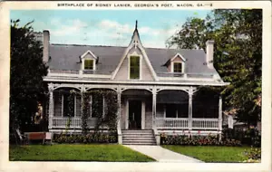 Postal lugar de nacimiento de Sidney Lanier, poeta de Georgia, Macon, Georgia, GA - Imagen 1 de 2