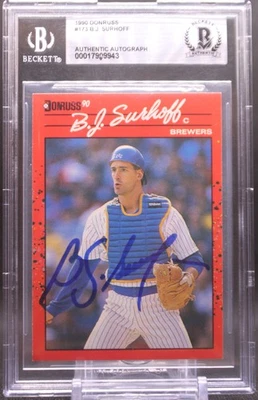 B.J. Surhoff #173 1990 Donruss Brewers IN PERSON AUTO BGS AUTHENTIC - Image 1 of 2