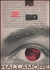 1959 Hallamore Electronic Systems Anaheim California Titan Rocket Tests Print Ad - Bild 1 von 1