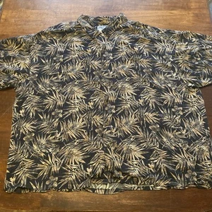 Vintage Big Dogs Hawaiian Shirt Men's Size 5XL Black Palm Tropical Print Cotton - Picture 1 of 7