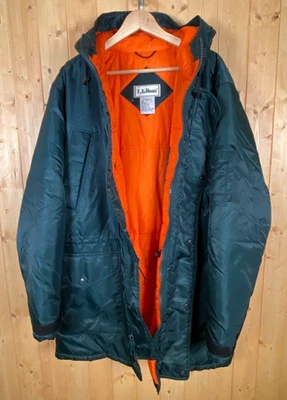 Vintage L.L. Abrigo Aislado Bean Parka Verde Naranja Abrigo Para Hombre Grande Alto LT Foto 1 de 4