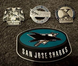 San Jose Sharks Season Ticket Holder Pin Lot (1999–2002) + Bonus Sticker –3 Pins - Picture 1 of 10