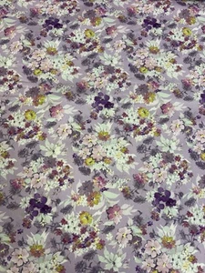 3.9 Metres Lilac “Kyoto” Floral Printed 100% Cotton Summer Dress Fabric. - Picture 1 of 5