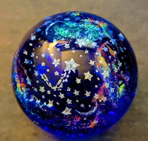 VTG 2000 Sara Creekmore Paperweight Dichroic Glass Galaxy Stars Cobalt Blue 2.5" - Picture 1 of 4