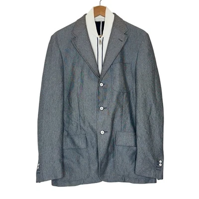 Chaqueta Blazer Corneliani ID Babero Extraíble EE. UU. 42R UE 52 Italia Azul Gris Rayas Foto 1 de 4