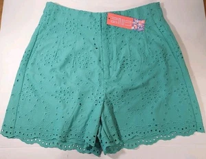 Pantaloncini Bunulu verde acqua con occhielli taglia 14 100% cotone 4" cuciture interne nuovi con etichetta - Foto 1 di 9