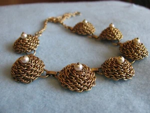 Vintage Gold Filled Halskette / Ohrringe Set mit Perlen Signiert IPS - Bild 1 von 14