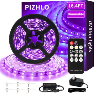 Upgraded 16.4Ft/5M LED Black Light Strip Set with Remote, 300 Leds, 12V Self-Adh - Picture 1 of 12