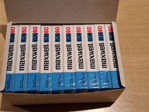 10x NASTRO CASSETTA MAXWELL ELN 60 NUOVO/ALTA USCITA IEC/TYPE I POSIZIONE NORMALE - Foto 1 di 10