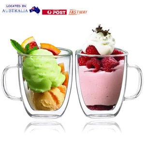 6x350ML Double Wall Mug Glass Cups Glass Tea Cup Coffee Cup Water Mug Juice Cups - Picture 1 of 13