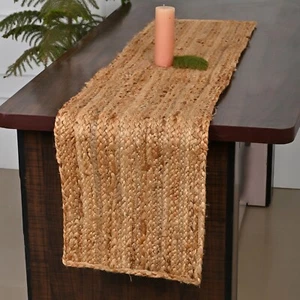 Braided natural Jute Table Runner, Modern Textured Farmhouse Table linen Decor - Picture 1 of 10