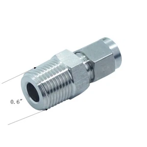 2 Pcs Stainless 304 Compression Fitting Male Connector 1/4" Tube OD X 3/8" NPT - Picture 1 of 2