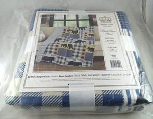 Black Bear Blue Plaid Reversible Quilted Throw Blanket 50x60 Virah Bella Cabin - Picture 1 of 7