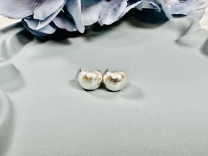 Sterlingsilber gebürstet halber Reifen Kugelkreis Kuppel Tropfen Ohrstecker - Bild 1 von 4