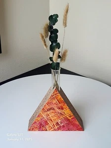 Wood Vase Stand or wall hanging Original Painting in triangle shape - Picture 1 of 6