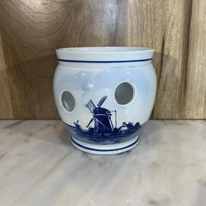 Vintage Delfts Blauw handbemalt in Holland Windmühle Kerzenhalter - Bild 1 von 9