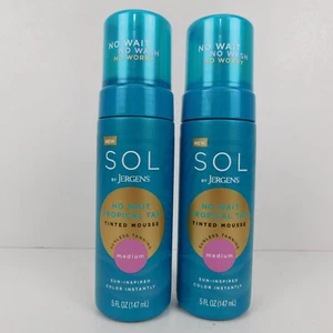 2 X SOL by Jergens No Wait Tropical Tan Tinted Mousse Sunless Tanning - Med 5 Oz - Picture 1 of 9