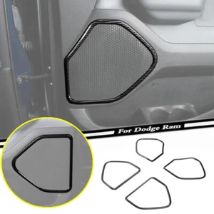 For 2019-2024 Dodge RAM 1500 Carbon Fiber Door Speaker Trim Decor Cover Frame 4P - Picture 1 of 9